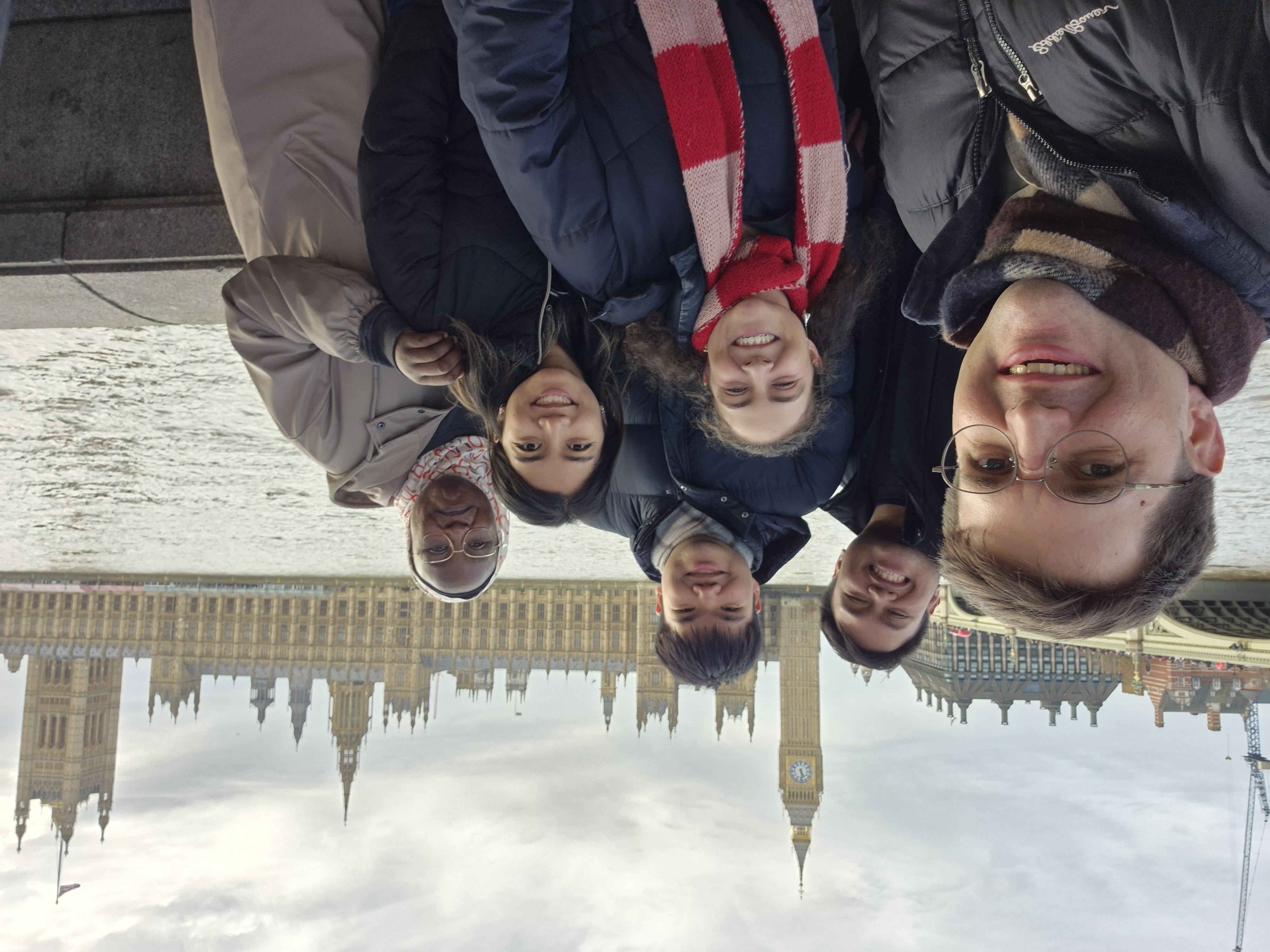A group of PhD students with 'Big Ben' in the background.